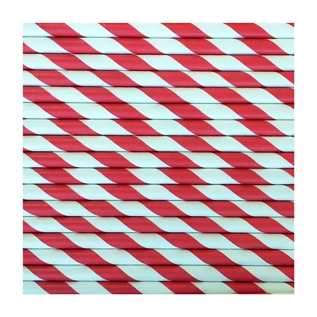 Paper Straw Red Strip 200Mm